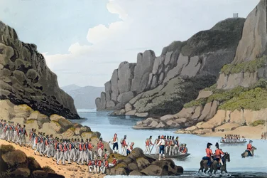 View on the Tagus near Villa Velha, Portugal, engraved by L. Clark